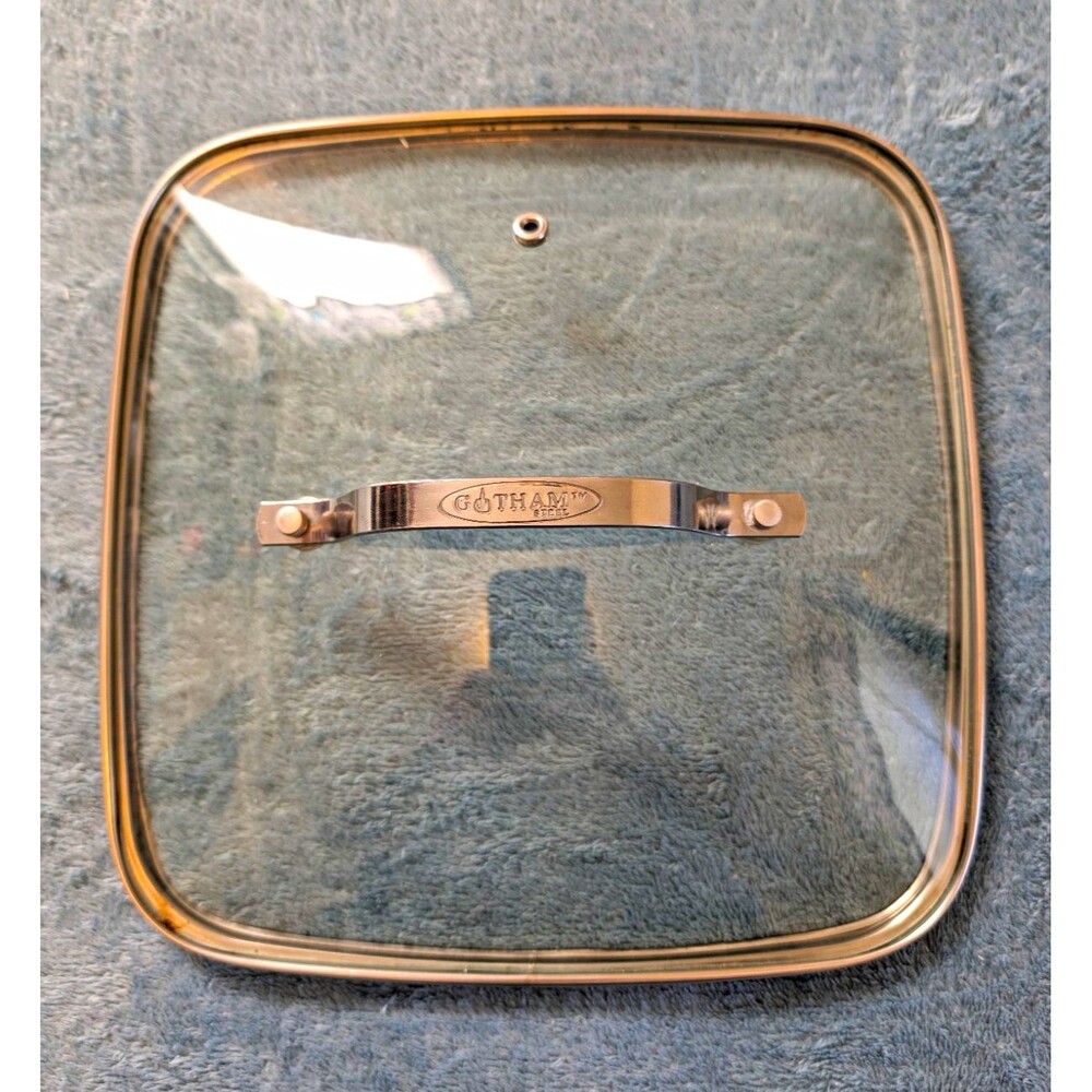 Gotham Steel Square Clear Glass Lid w/ Stainless Steel Rim & Handle 10 in
